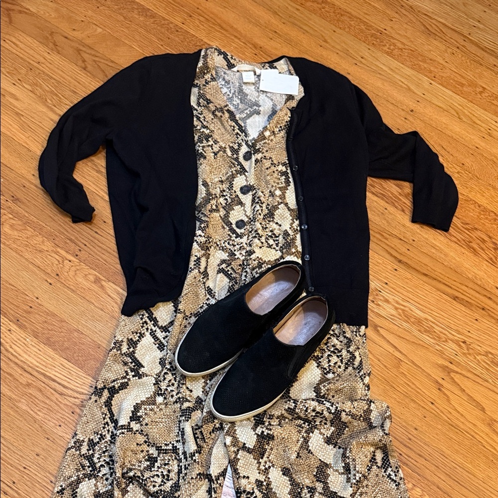 H&M Snake Print Jumpsuit with Black, Cream and Tan Accents  Size 2